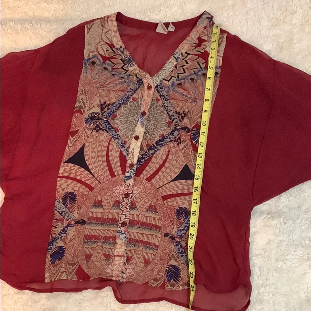Women's Red Patterned Top - Picture 10 of 12